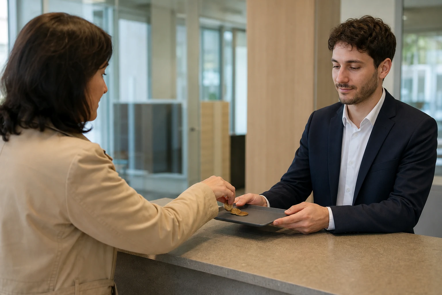 Cliente effectuant un dépôt régulier dans une agence neutre