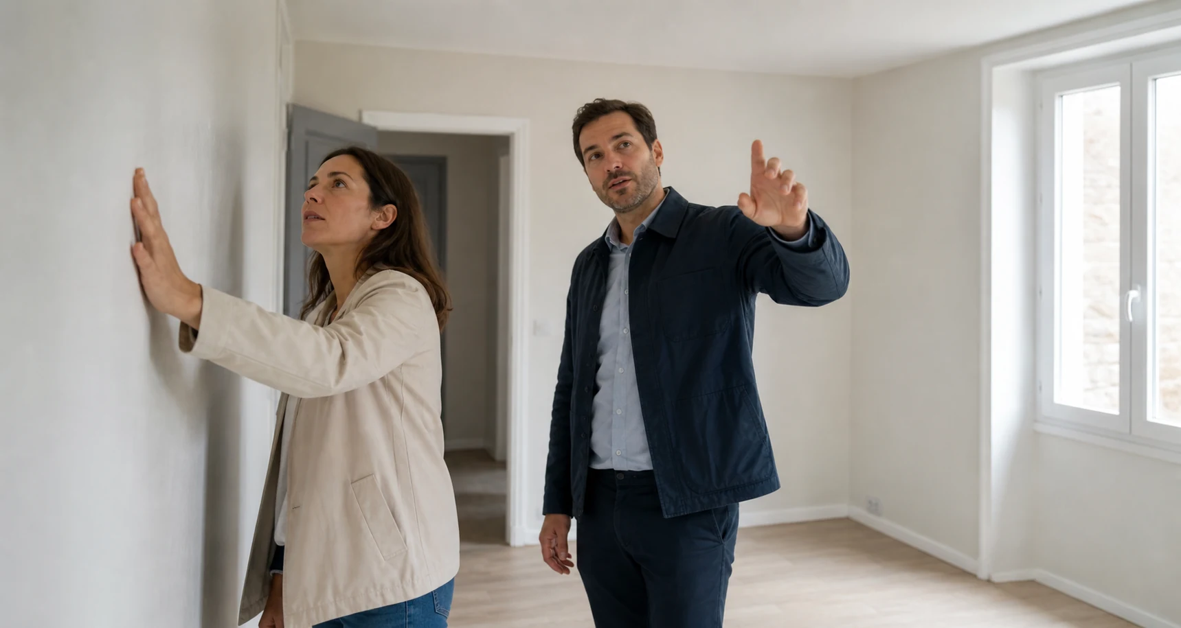 Acheteuse visitant un logement avec un agent immobilier