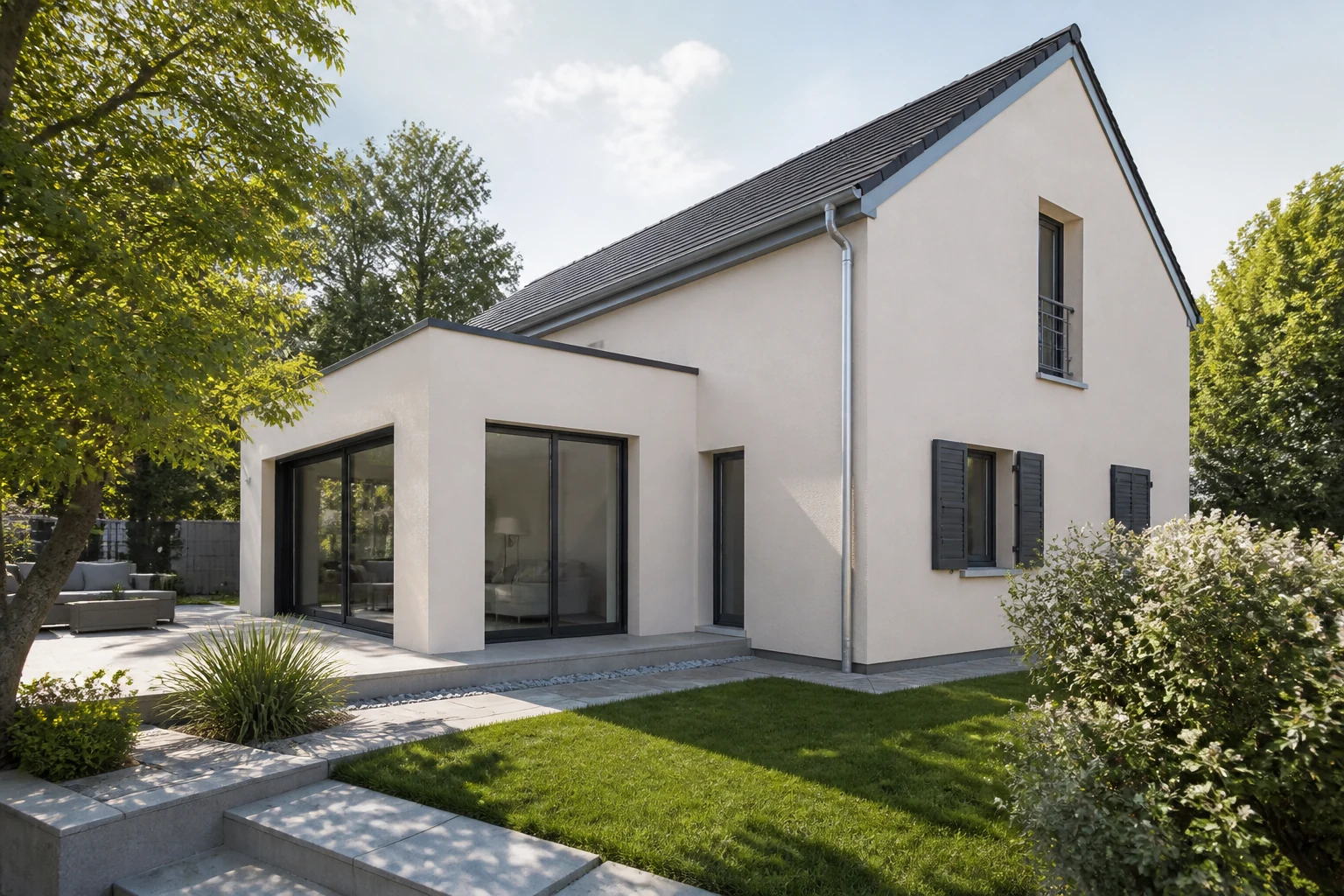 Maison rénovée après achèvement des travaux