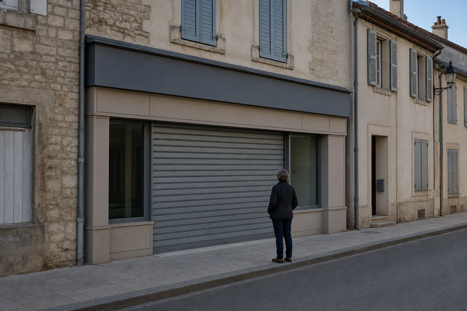 Ancienne agence bancaire fermée dans une petite ville