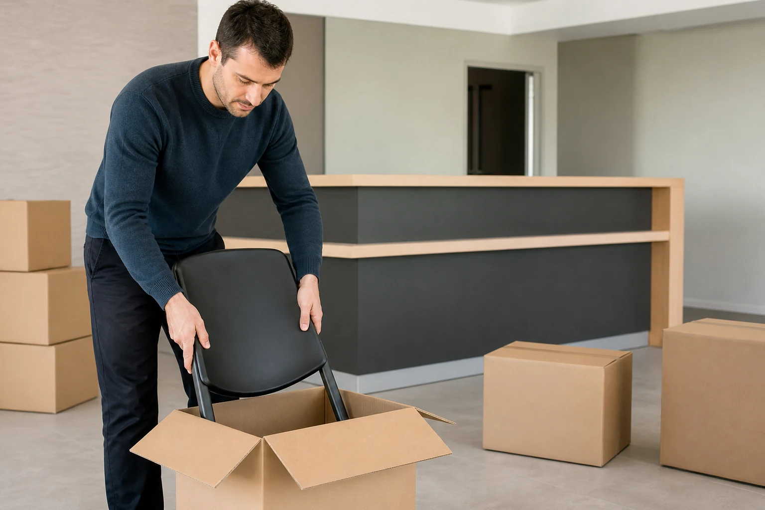 Employé préparant le déménagement d’une agence