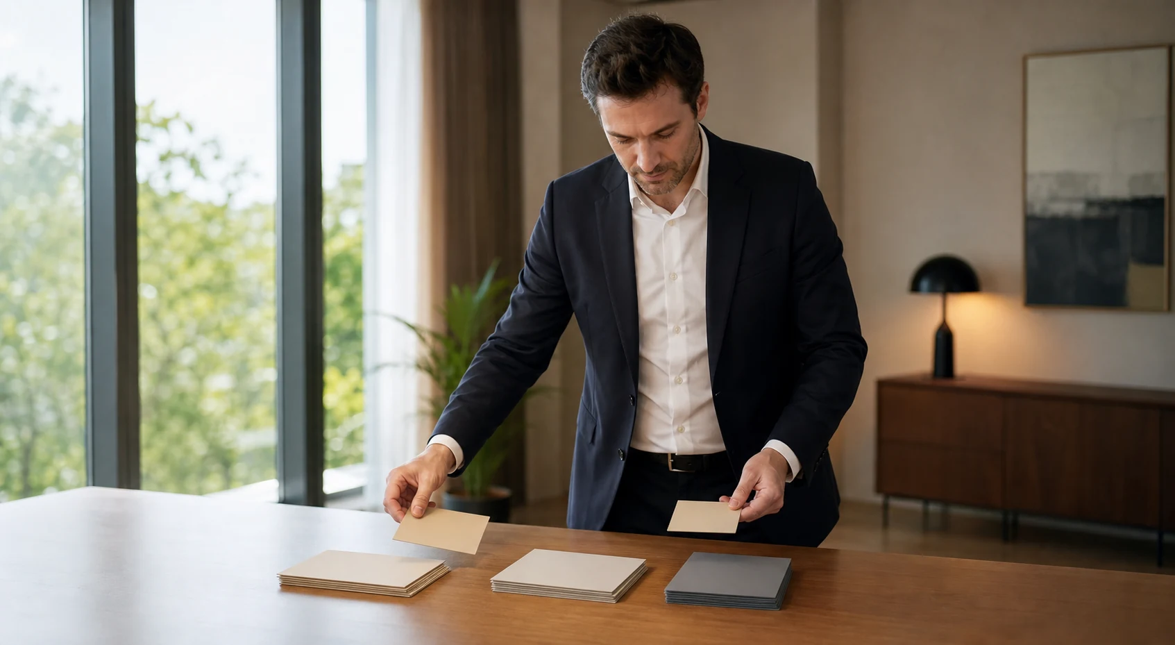 Conseiller comparant des options sur des cartes neutres